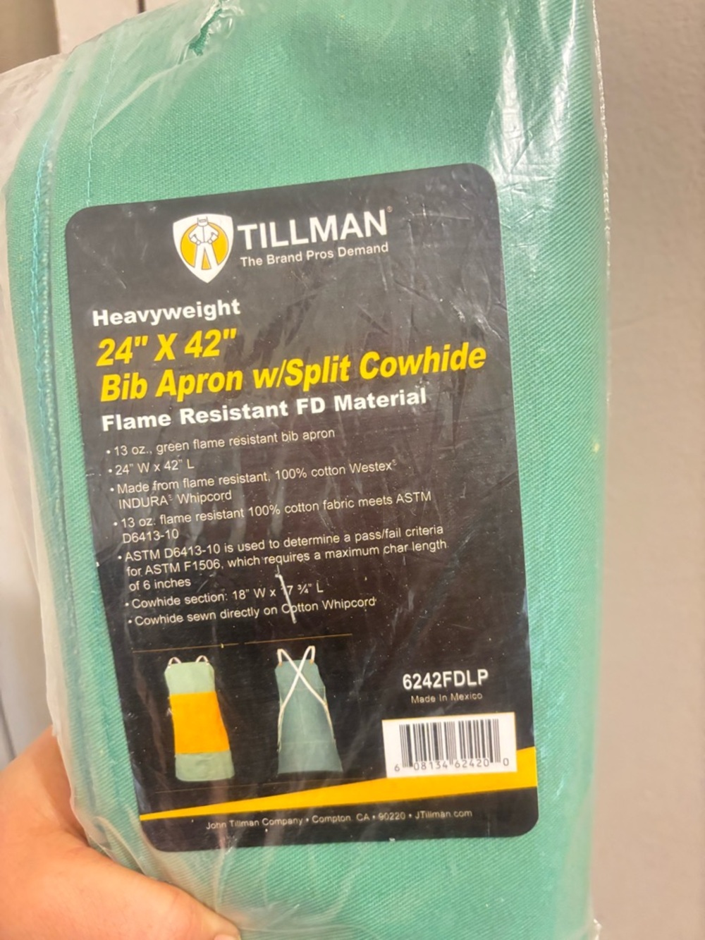 Men’s Green Heavyweight Flame-Resistant Bib Apron